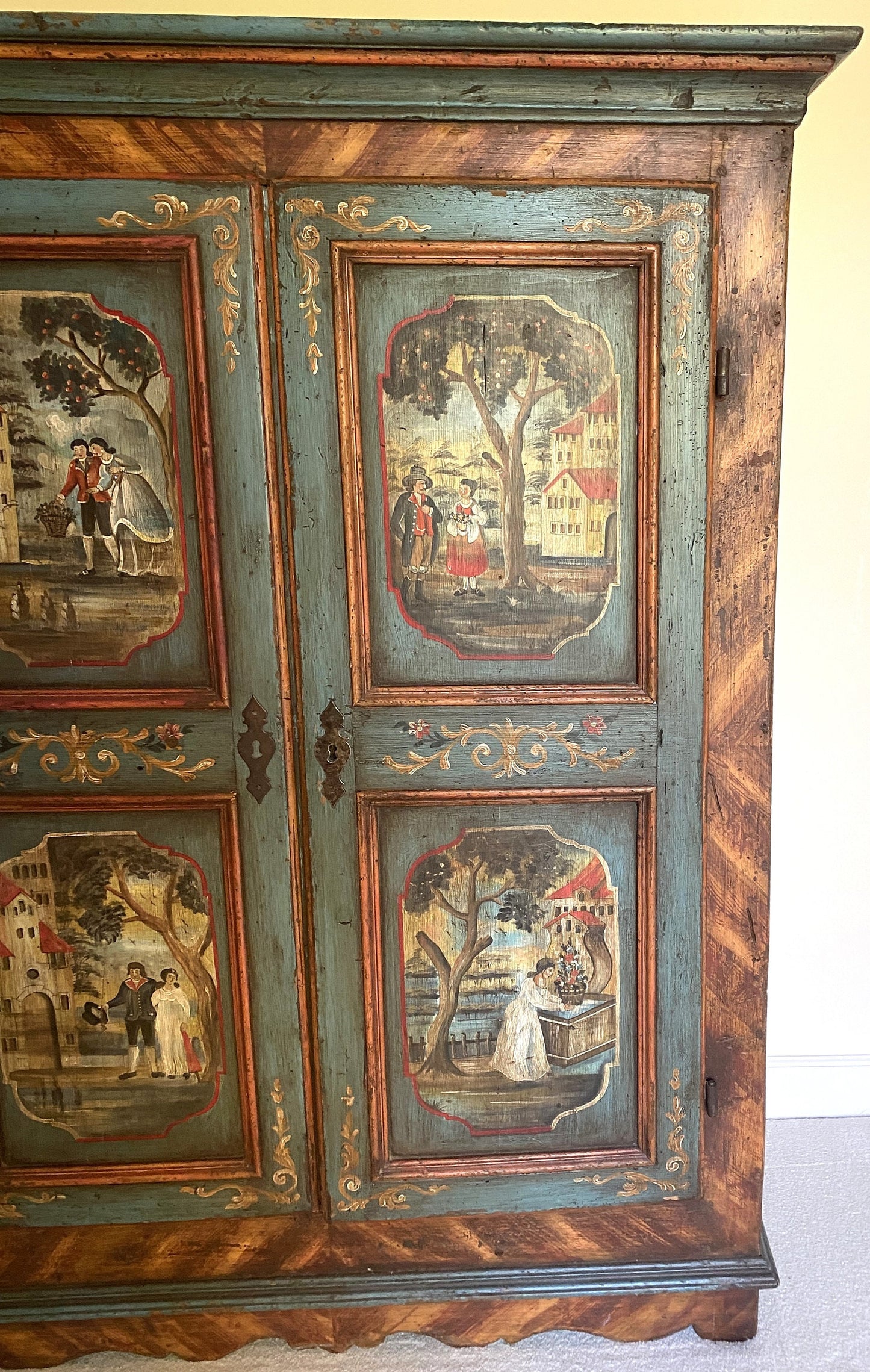SOLD Beautiful Antique  Austrian Painted Armoire