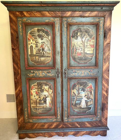Beautiful Antique  Austrian Painted Armoire