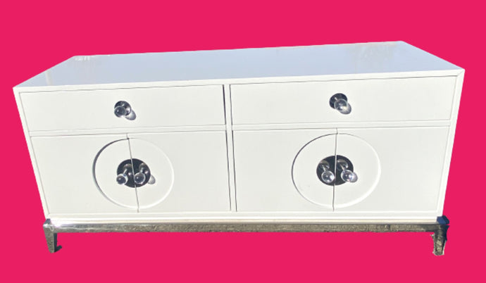 Jonathan Adler Media Console  Glossy White Lacquer