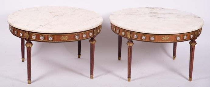 SOLD Antique Pair  Louis XVI Style Circular Low / Coffee Tables