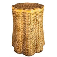 Wicker Scalloped Storage End Table