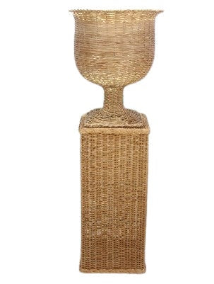 Wicker/ Rattan Urn and Pedestal